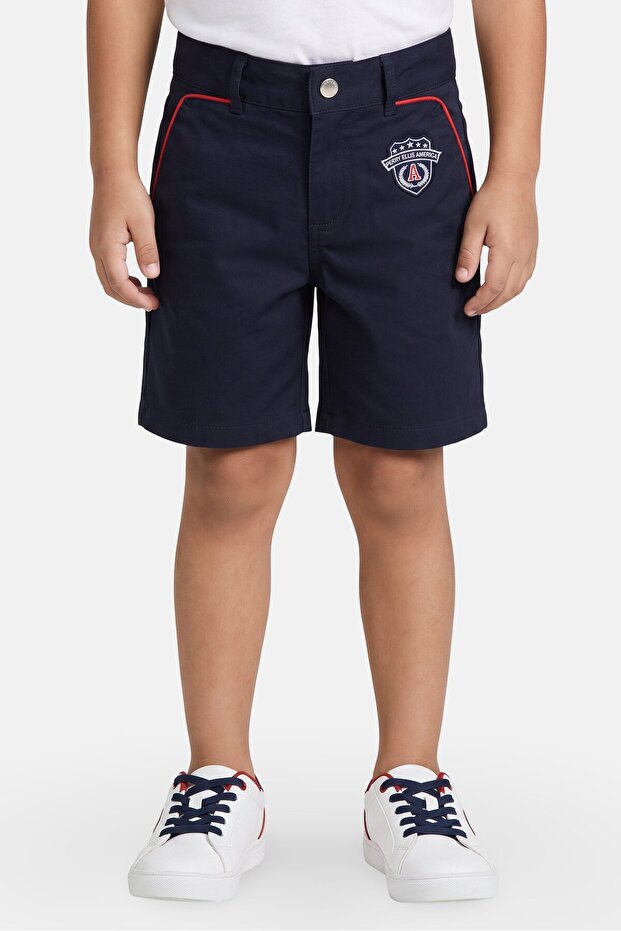 Toddlers Boy Embroidered Logo Chino Shorts, Deep Navy