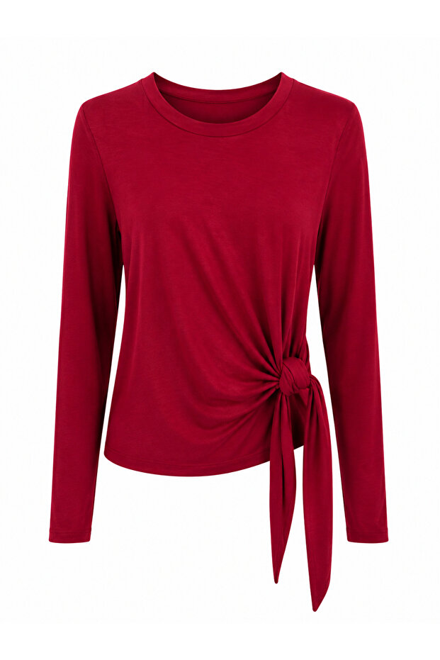 Burgundy Tie-Up Imported Fabric Blouse