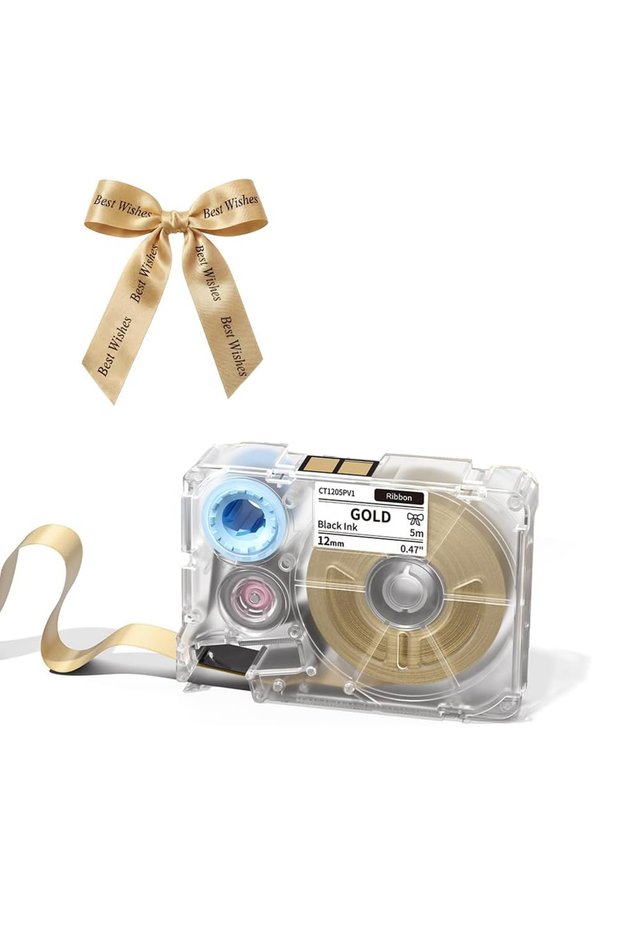 Black on Gold Phomemo A30 P15 Fabric Ribbon Cartridges 12mm X 5m Satin Ribbons for Gift Wrapping Wed