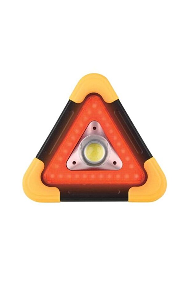 10W LED Emergency Triangle Lamp with COB Light, Solar Panel, USB Charging & Warning Light