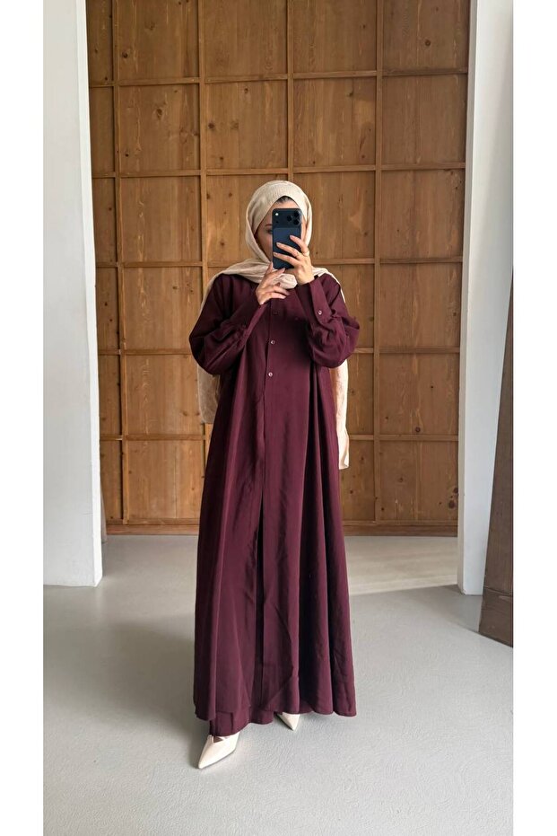 Women's Hijab Modal 2-Piece Set Wide-Legged Trousers - Shirt Oversized Comfortable Fit