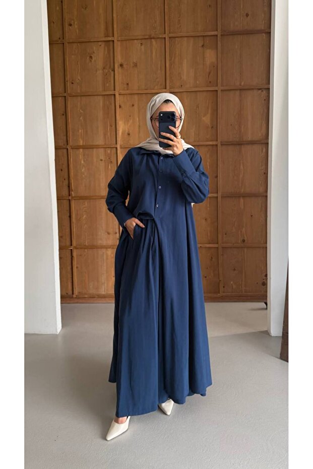 Women's Hijab Modal 2-Piece Set Wide-Legged Trousers - Shirt Oversized Comfortable Fit