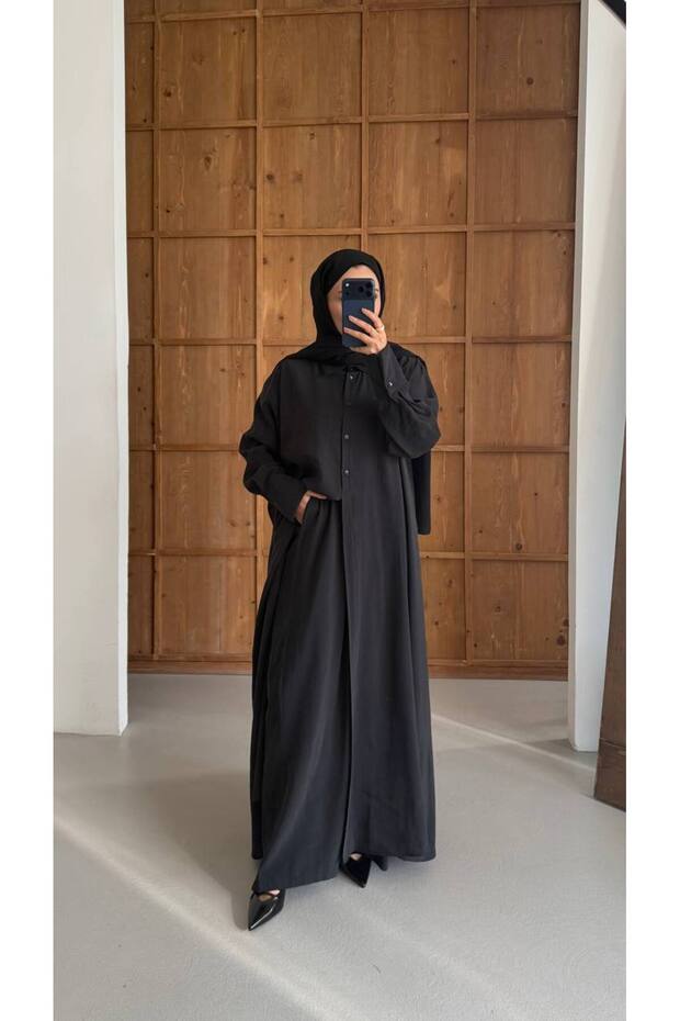 Women's Hijab Modal 2-Piece Set Wide-Legged Trousers - Shirt Oversized Comfortable Fit