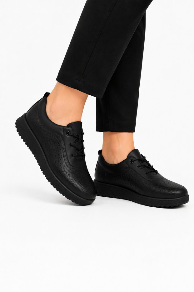 Orthopedic Smart Lace-Up Women's Casual Shoes Black