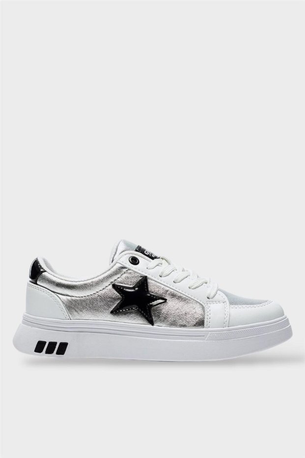 Women's Star Detail Stylish Sneaker Shoes White - Black