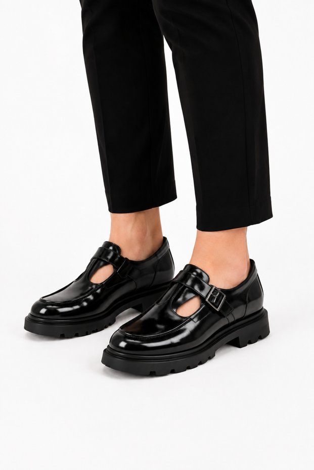 Orthopedic Buckle Open-Sided Women's Casual Shoes Black