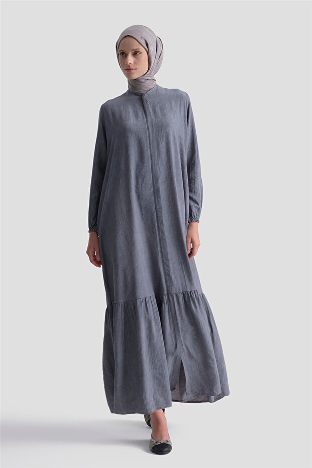 Ruffled Basic Robe Gray