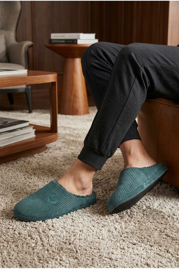 Khaki Corded Non-Slip Silent Slippers (Washable)