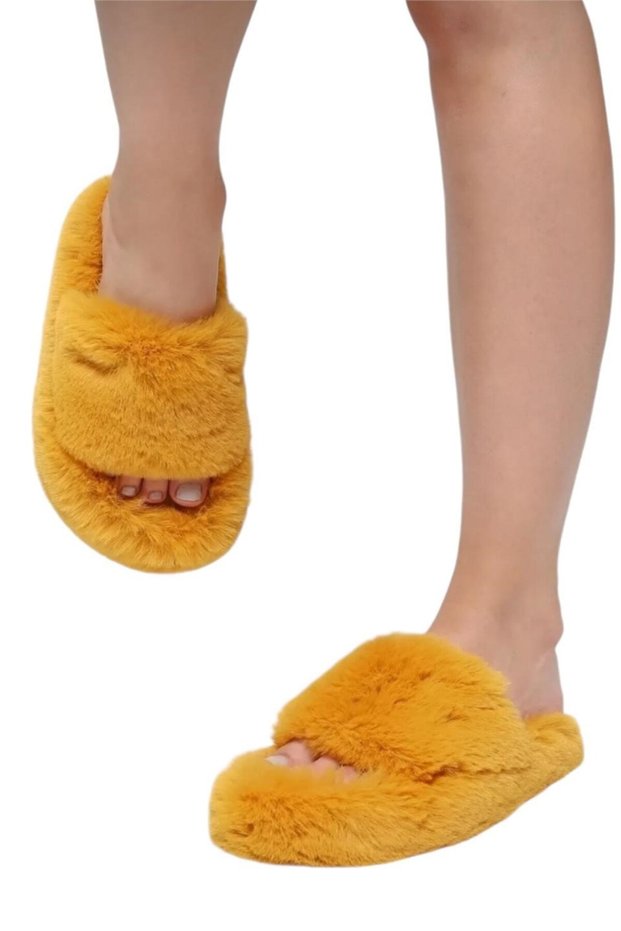 Furry Extra Soft Women's House Slippers Yellow