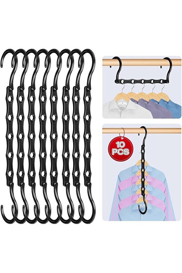 Space Saving Magic Hangers Black 26 Pack, Sturdy Plastic Closet Organizers & Storage, Smart Clothes