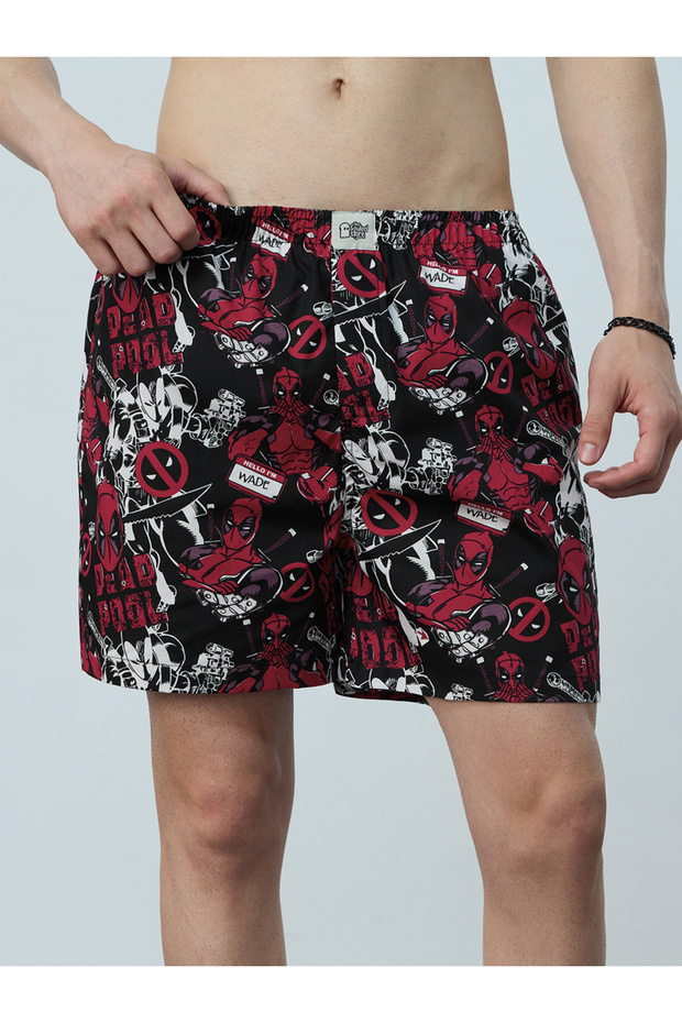 Deadpool Printed Black Cotton Boxers