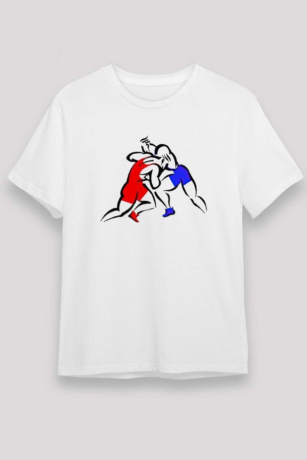 Wrestling Printed Unisex White T-Shirt - Tshirt