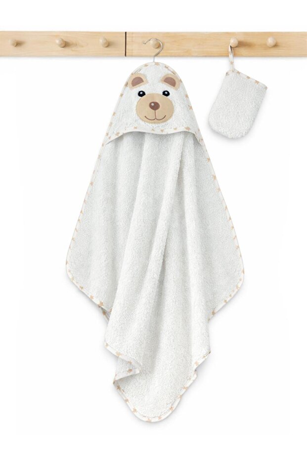 Teddy Bear Embroidered Towel - Brown
