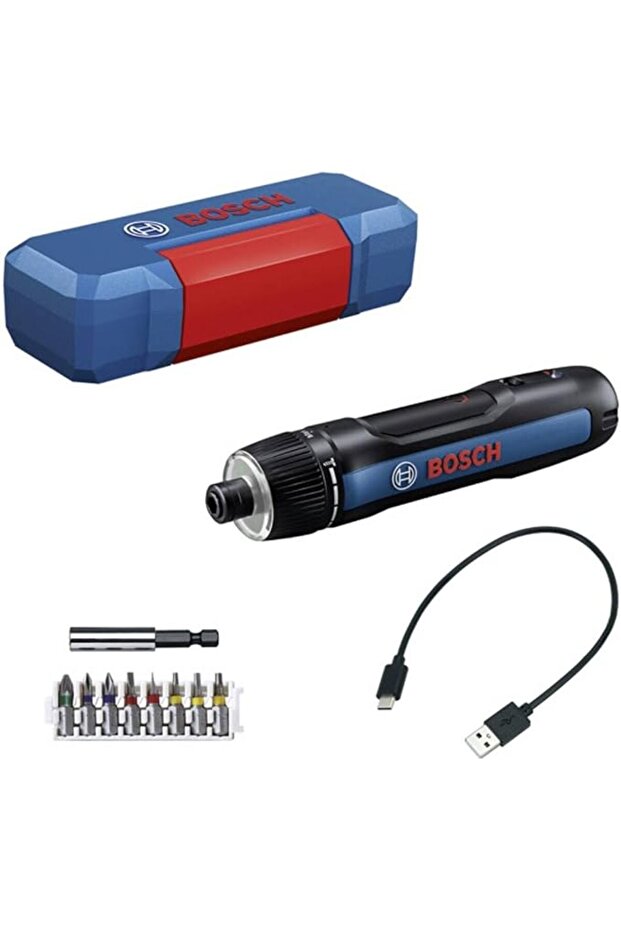 مفك براغي لاسلكي بوش GO 3 مع مجموعة رؤوس من 8 قطع، حامل رؤوس، كابل USB-C، Mi
