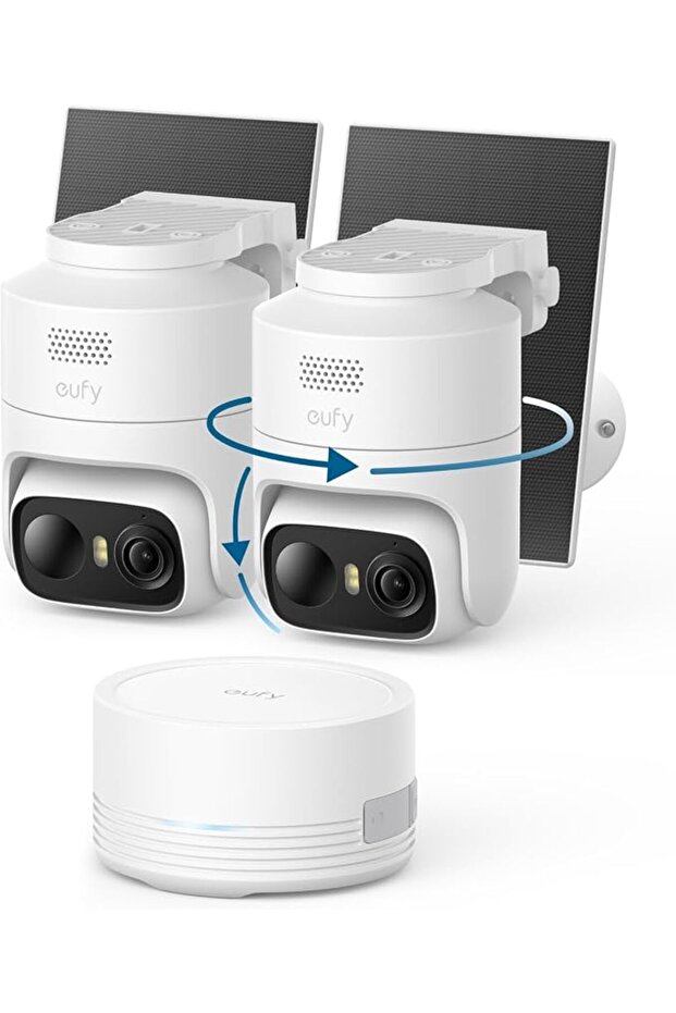 كاميرا أمان لاسلكية خارجية تعمل بالطاقة الشمسية eufyCam C37 بدقة 2K، تدور 360 درجة ° تتبع ذكي بتقنية التحريك والإمالة، هواوي