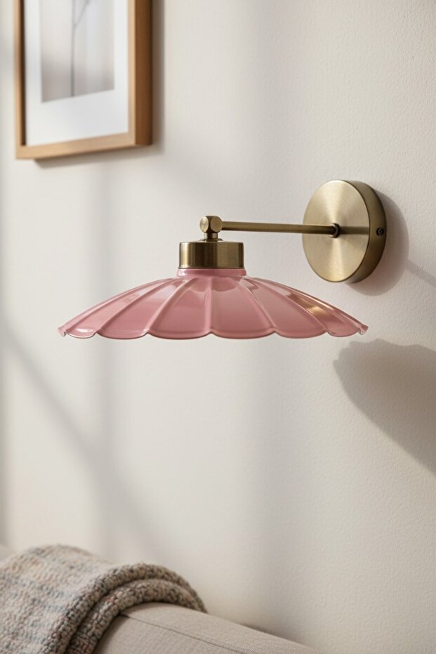 Risso Pink Flat Body Sconce Metal Rustic E27 Single Cafe Boutique Lamp Lighting