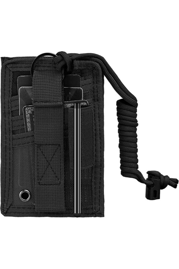 Tactical ID Card Holder Hook Loop Patch Badge Holder Detachable Quick Rip-Away Badge Holder with Key
