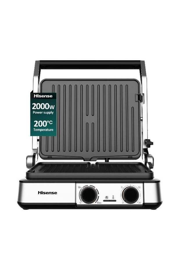 2000w Sandwich Maker, 2 Slides Reversible Plate, Adjustable Temperature, Lock System for Easy Storage, Non-stick Coating Plate, 180°Open Grill (H181CG01 Black)