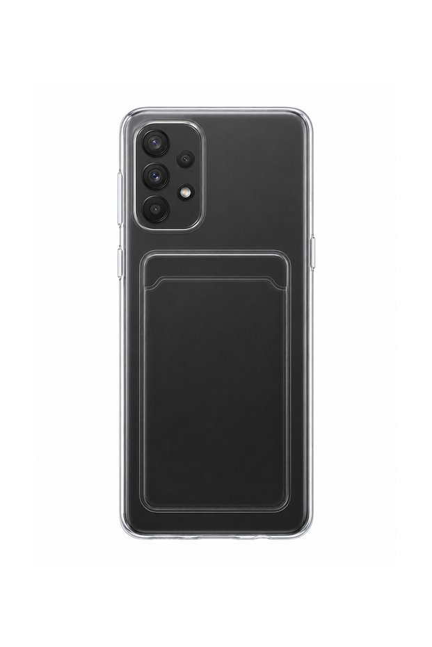 Samsung A32 4g Compatible Transparent Silicone Case with Card Holder Detail | Yuki Series