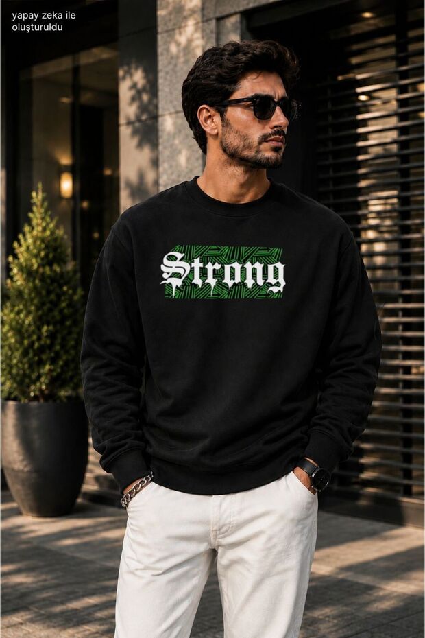 Men's Strong Gothic Printed Cycling Round Neck Casual Sweatshirt