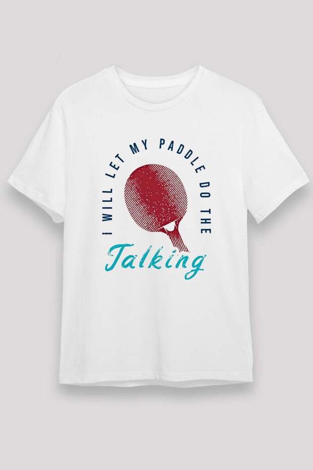 Table Tennis Printed Unisex White T-Shirt - Tshirt