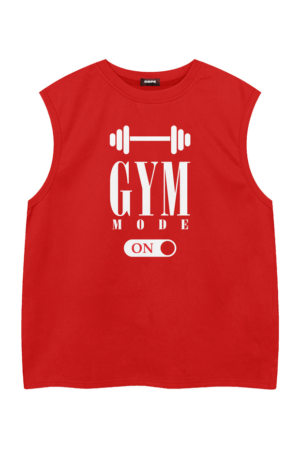Gym Mode on Printed Relaxed Fit Sleeveless Sports T-Shirt