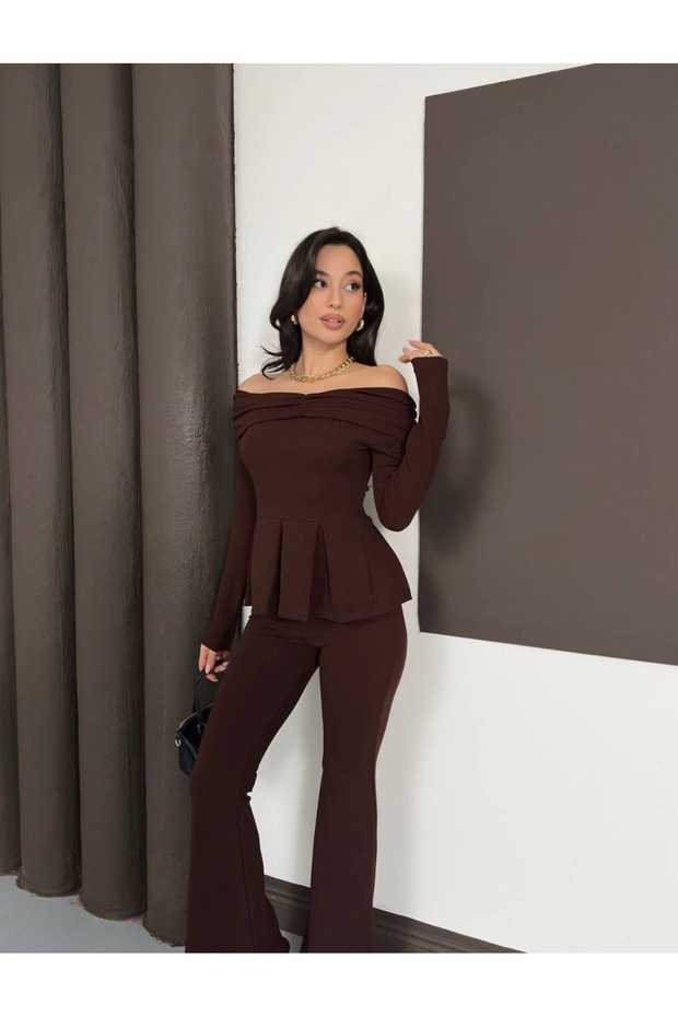 Madonna Collared Gathered Blouse and Pants Set