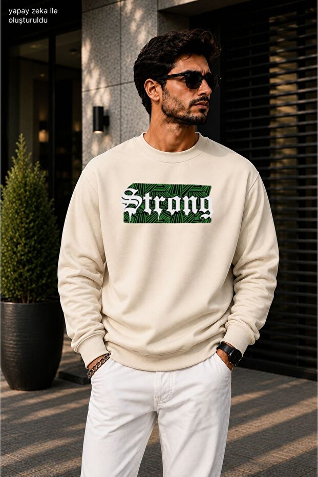 Men's Strong Gothic Printed Cycling Round Neck Casual Sweatshirt