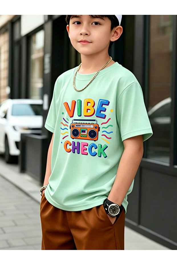 Boys Vibe Check Graphic Cotton T-Shirt