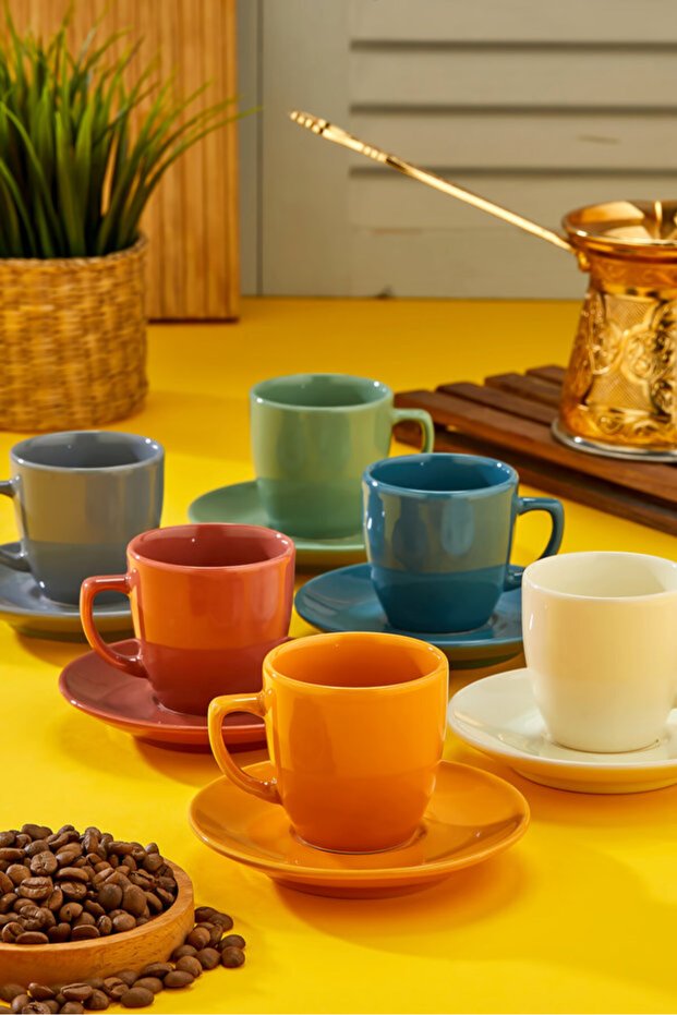 Coffee-I Magnificent 6-Piece Colorful Coffee Cup Set, Elegant Coffee Cup, Stylish and Colorful Cup Set, Gift Cup