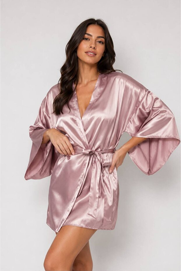 Powder Belted Satin Woven Dressing Gown