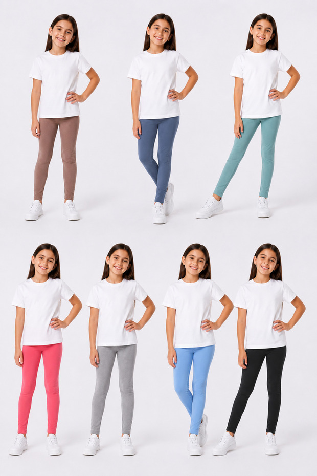 Girls' Cotton Lycra Tights Set of 7