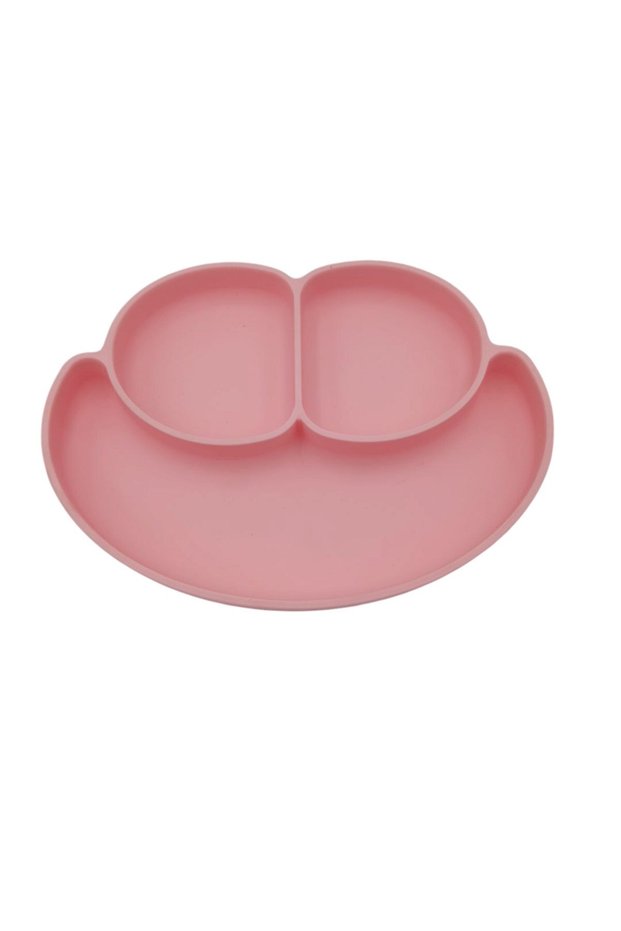 Pink Food Plate with Silicone Vacuum Compartment