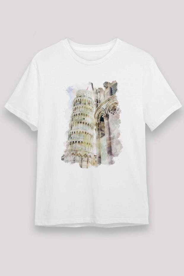 Leaning Tower of Pisa White Unisex T-Shirt T-Shirt