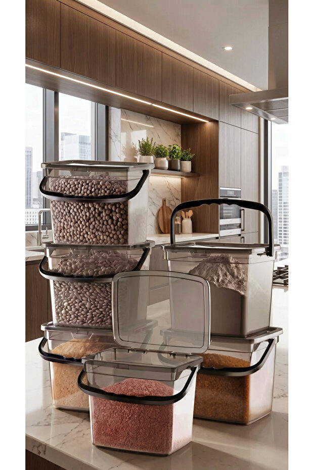 Mega Size 6-Piece Square Flour Container (4 Liters) - Detergent Storage Box Container 6 Pieces