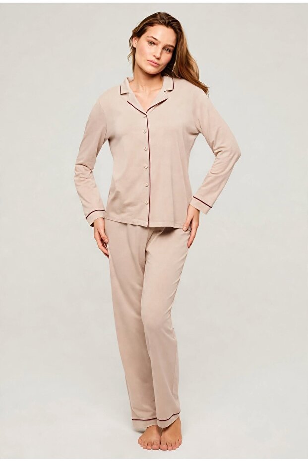 Sımple Düğmeli Pijama Takımı