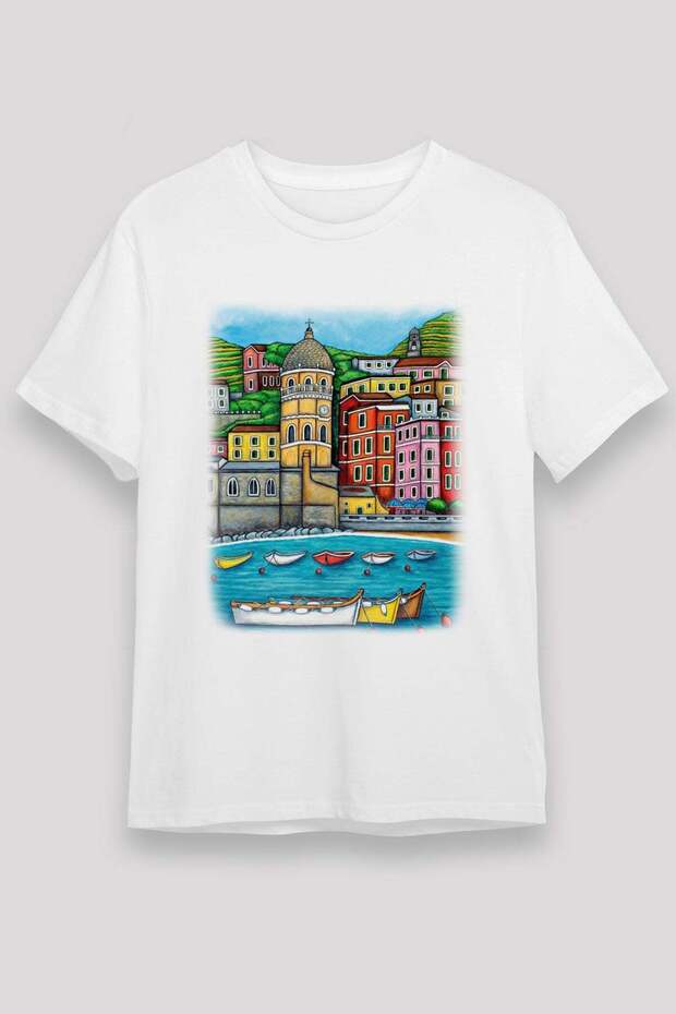 Cinque Terre White Unisex T-Shirt T-Shirt