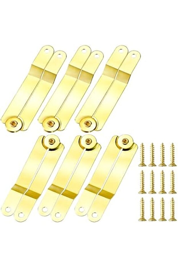 10pcs Gold Lid Support Hinge with 20 Screw, Foldable Lid Stay Safety Hinges, Rustproof 135 Degree Ro