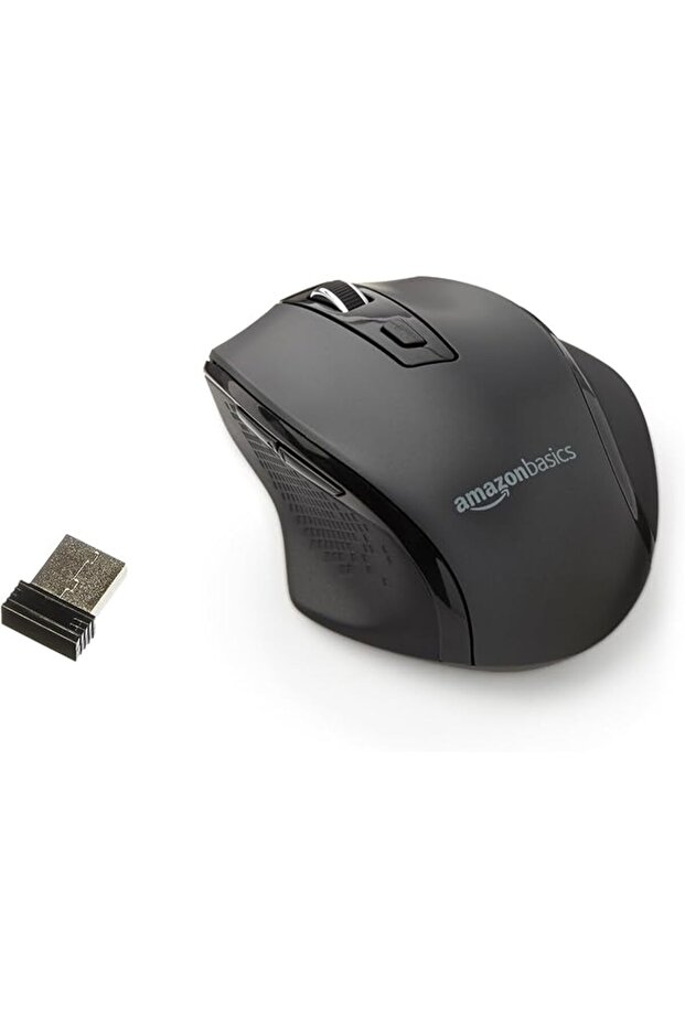 ماوس لاسلكي مريح للاستخدام مع USB - قابل لتعديل DPI - أسود