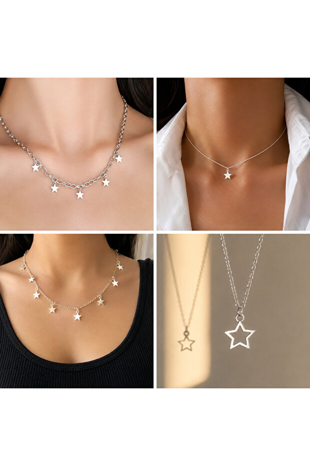 4'lü Set Yıldız Kolye
