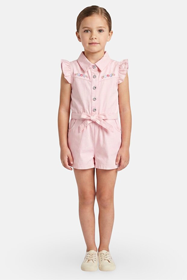 Kids Girl 2 Pcs Floral Print Jumpsuit, Multicolor