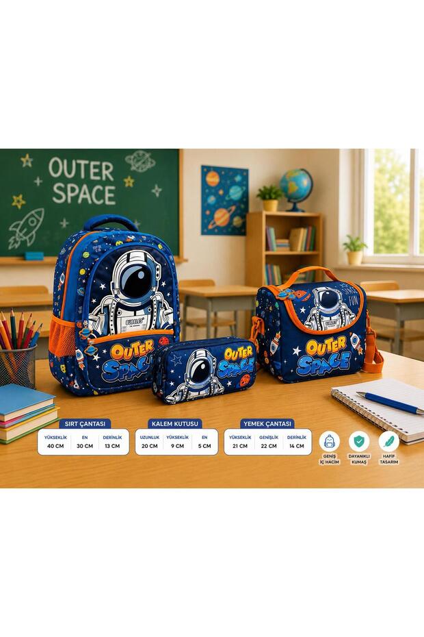 School Backpack Set 3-Piece Set (School Bag & Lunch Box & Pencil Case)