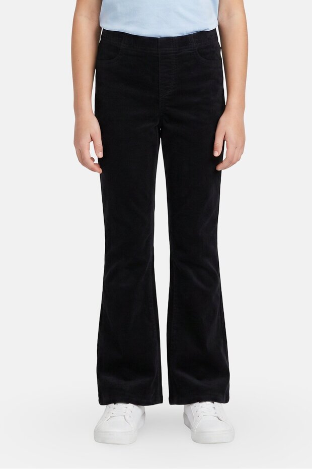 Kids Girl Regular Fit Plain Flare Pants, Black
