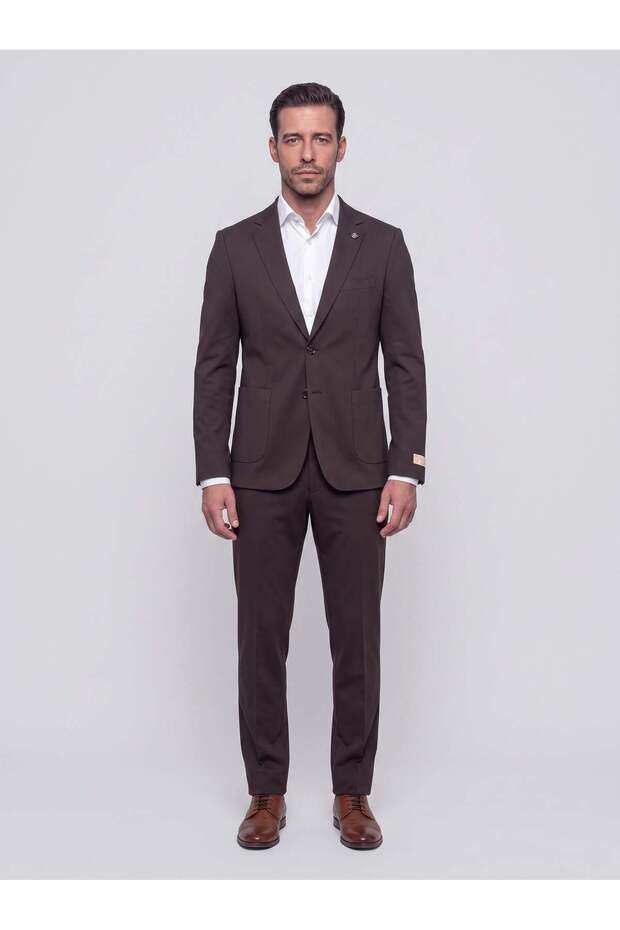 Brown Mono Collar 6 Drop Casual Suit