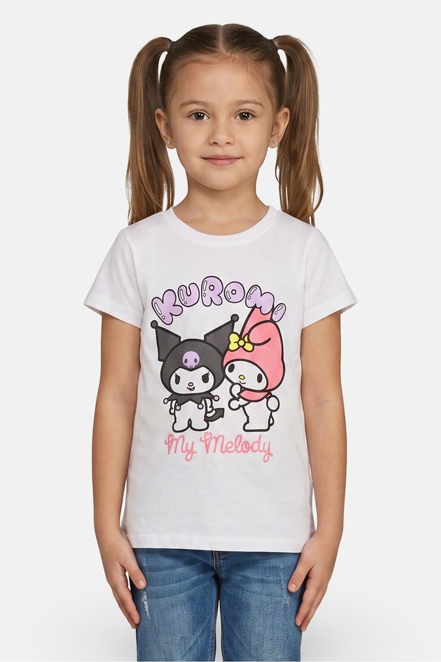 Kids Girl Koromi And Friends Short Sleeve Top, White