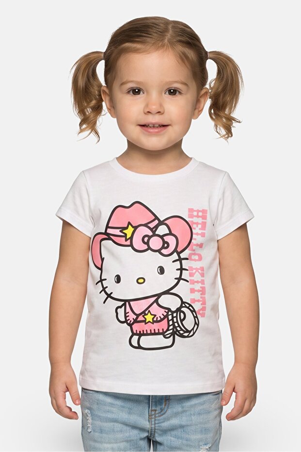 Toddlers Girl Graphic Print Short Sleeve T-Shirt, White