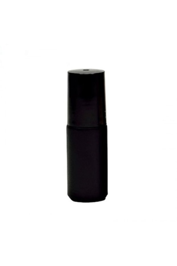 Black roll-on container, black plastic cap, 5ml