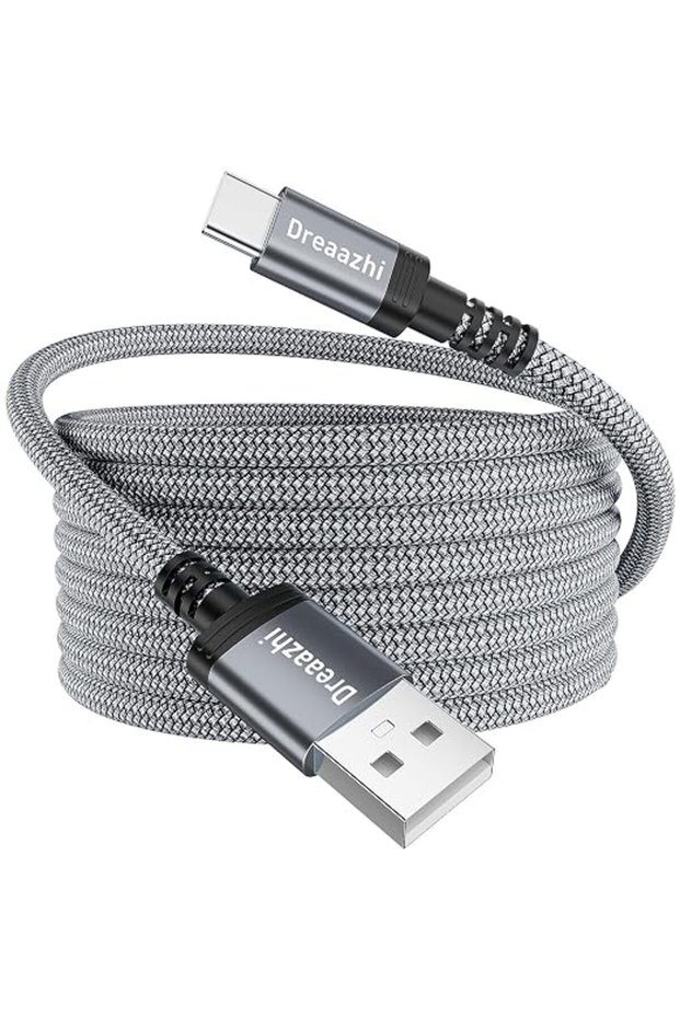 كابل شحن USB C طويل جدًا 5 أمتار، كابل شحن سريع 3.1 أمبير من نوع USB C مضفر لجهاز تحكم PS5، وأجهزة آي بي.
