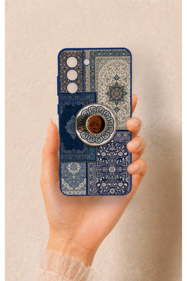 Samsung-S21Fe Compatible Turkish Coffee and Kilim Patterned Silicone Case