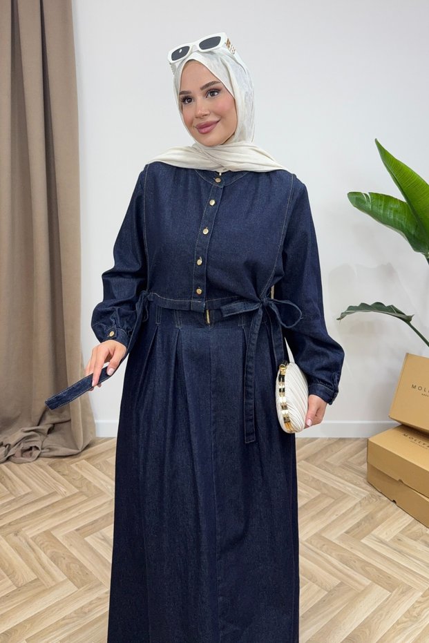 Molly Nelly Women's Mobile Sailboat Long Denim Dress